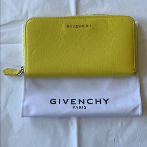 Givenchy Yellow Zip Around Wallet